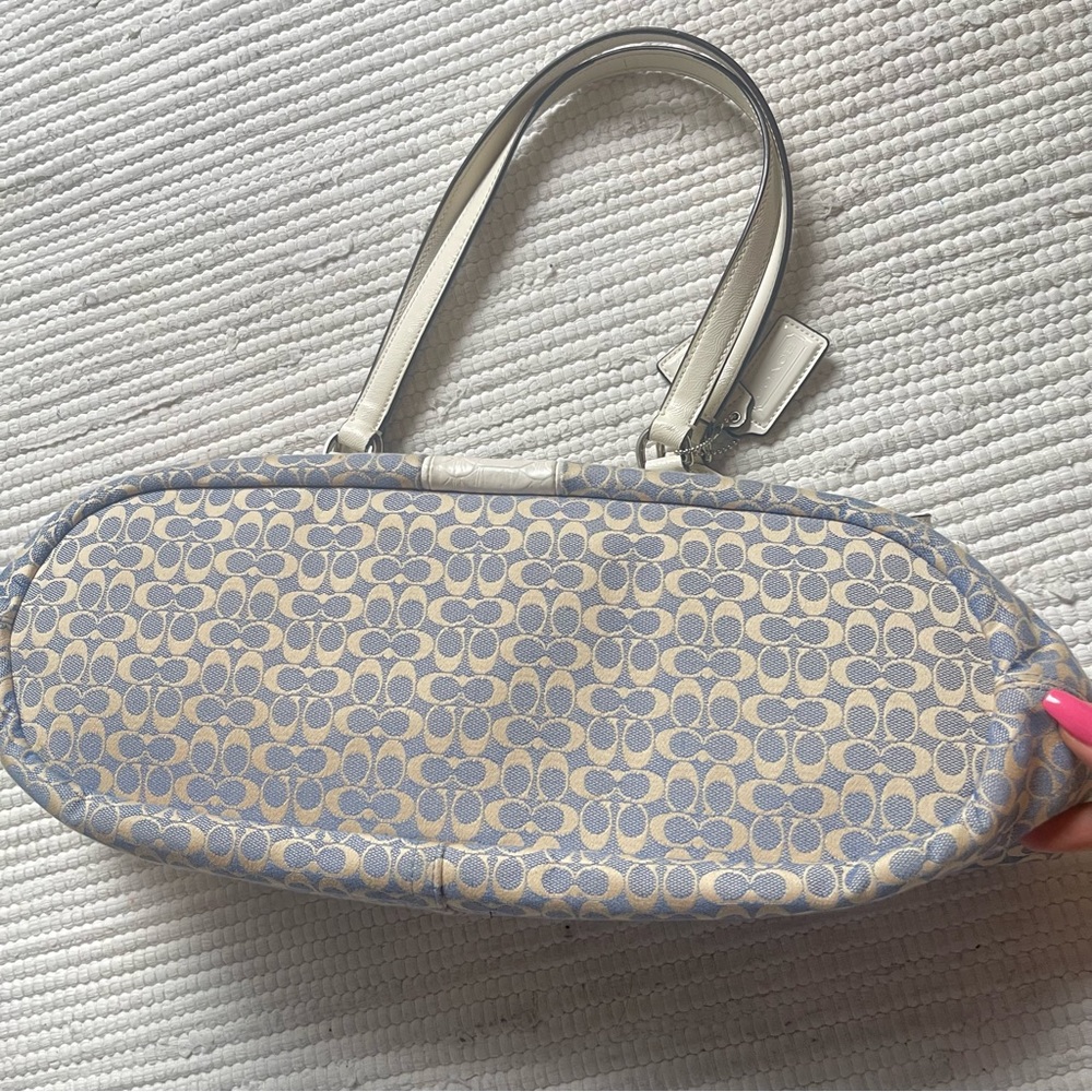 NEW COACH SIGNATURE JACQUARD SHOULDER BAG CHAMBRAY BLUE ALLIGATOR STRIPE F27734 - Picture 5 of 12